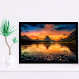 Mountain Landscape Sunset Framed Art Prints Wall Art Decor, Framed Picture, Home Decor