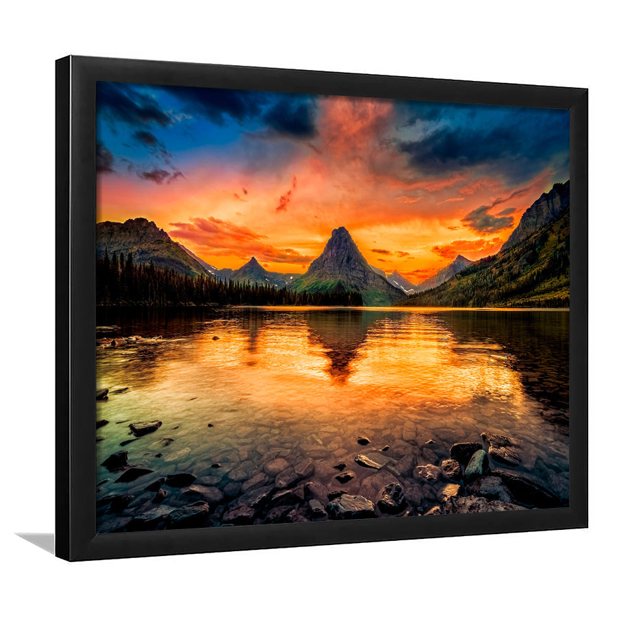Mountain Landscape Sunset Framed Art Prints Wall Art Decor, Framed Picture, Home Decor