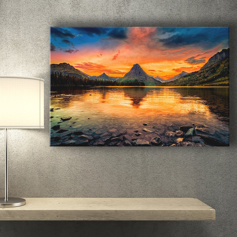 Mountain Landscape Sunset Canvas Prints Wall Art Decor - Painting Canvas,Home Decor, Ready to Hang