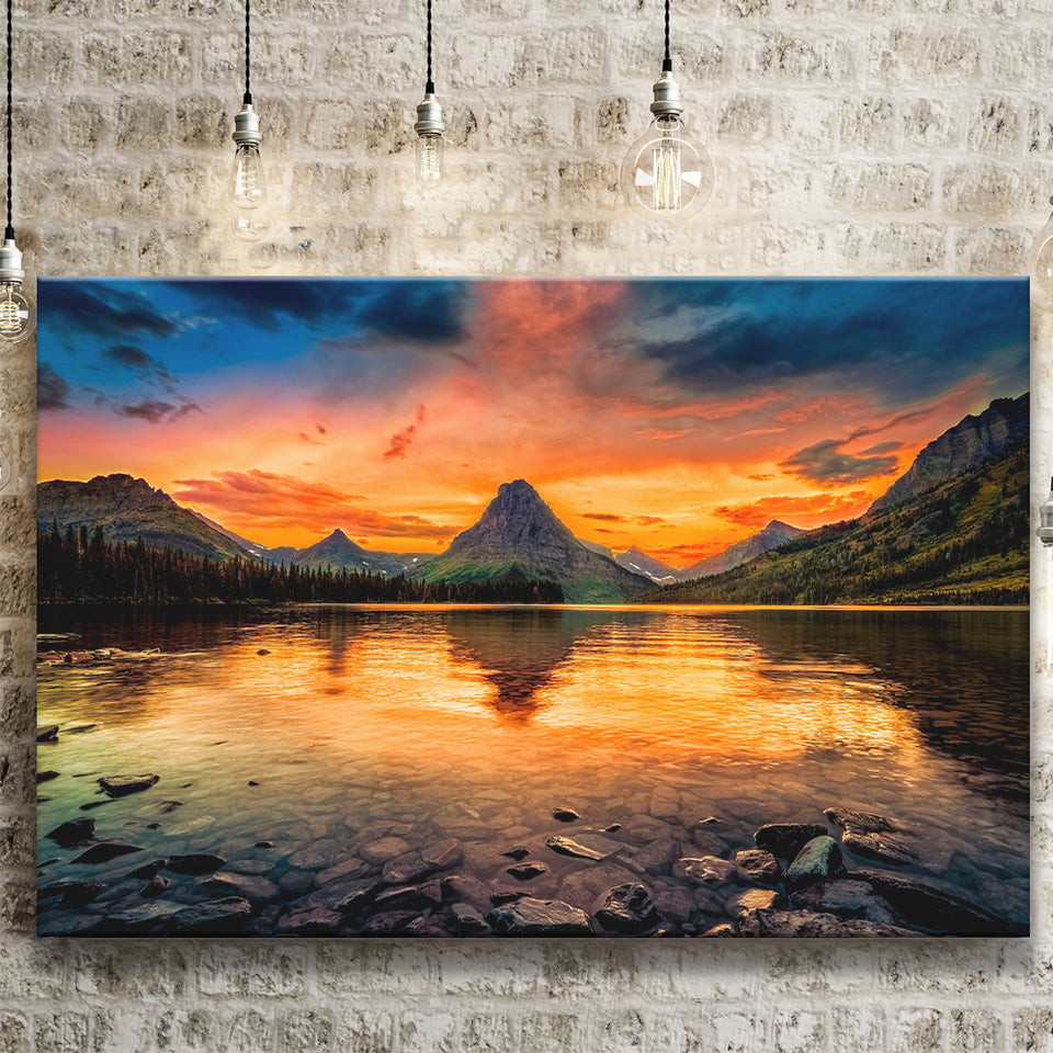 Mountain Landscape Sunset Canvas Prints Wall Art Decor - Painting Canvas,Home Decor, Ready to Hang