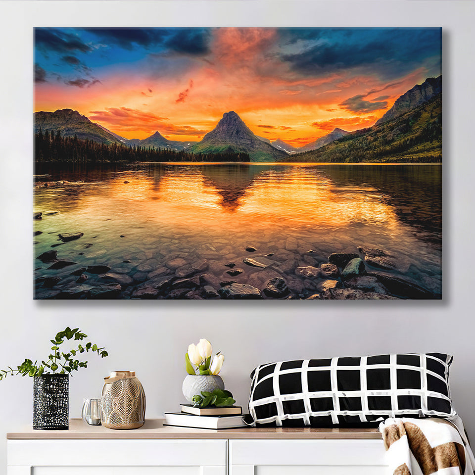 Mountain Landscape Sunset Canvas Prints Wall Art Decor - Painting Canvas,Home Decor, Ready to Hang