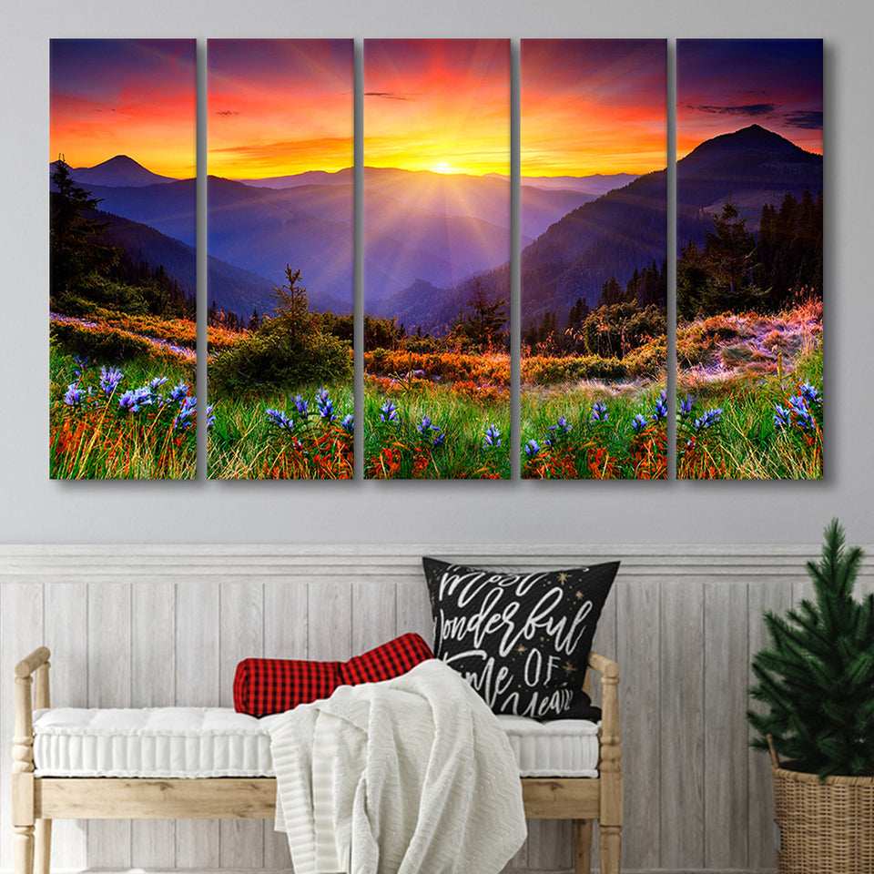 Mountain Print Large Sunrise Home Decor Extra Large Canvas Prints Mult –  UnixCanvas, image size:960x960