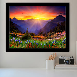Mountain Print Large Sunrise Home Decor Framed Art Prints Wall Decor - Painting Art,Framed Picture,For Sale, Ready to hang