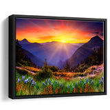 Mountain Print Large Sunrise Framed Canvas Prints Wall Art Home Decor - Painting Canvas, Black Frame, Framed Picture