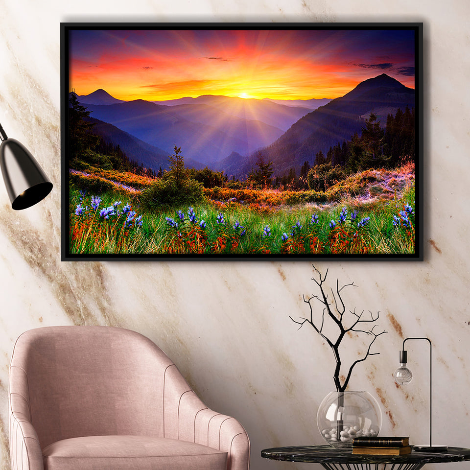 Mountain Print Large Framed Canvas Prints Wall Art Decor, Framed Picture, Floating Frame