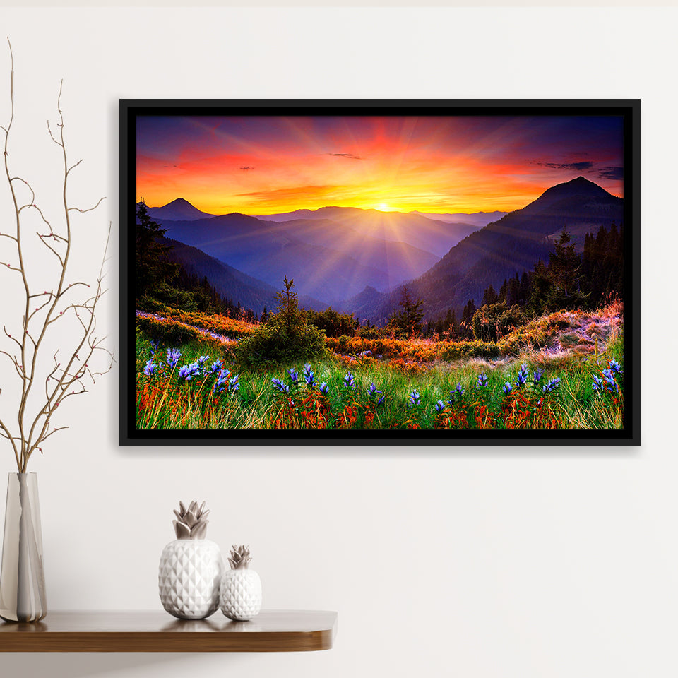 Mountain Print Large Framed Canvas Prints Wall Art Decor, Framed Picture, Floating Frame
