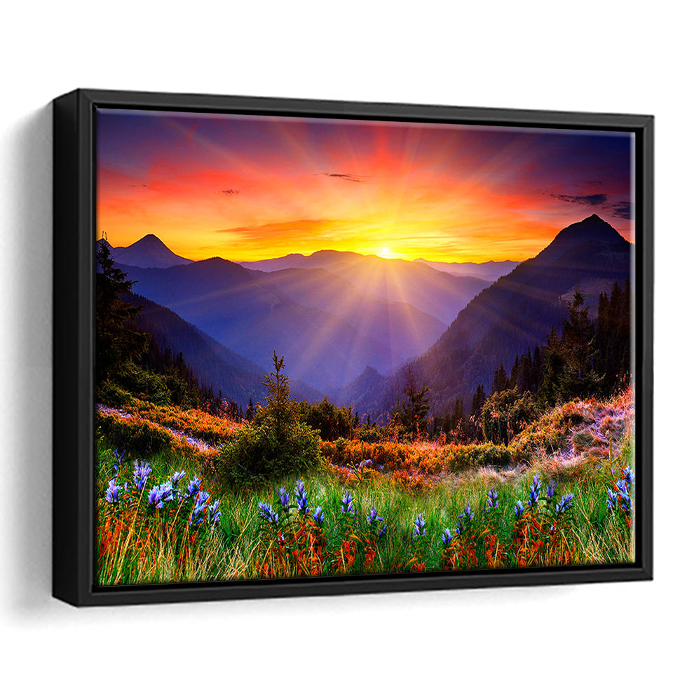 Mountain Print Large Framed Canvas Prints Wall Art Decor, Framed Picture, Floating Frame