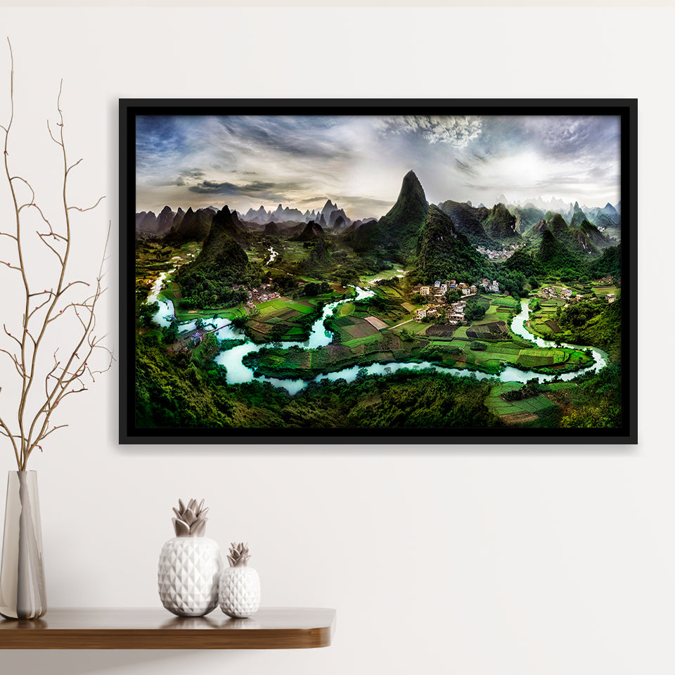 Mountain River Framed Canvas Prints Wall Art Decor, Framed Picture, Floating Frame