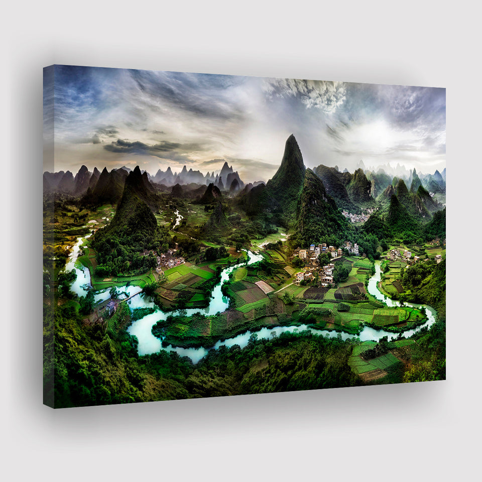 Mountain River Canvas Prints Wall Art Decor - Painting Canvas,Home Decor, Ready to Hang