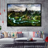 Mountain River Framed Canvas Prints Wall Art Decor, Framed Picture, Floating Frame