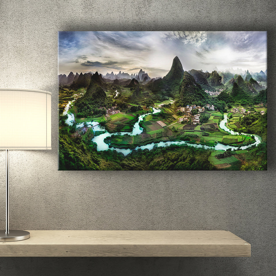 Mountain River Canvas Prints Wall Art Decor - Painting Canvas,Home Decor, Ready to Hang