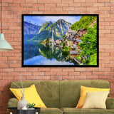 Mountain Village in the Austrian Alps at Sunrise Hallstatt Framed Art Prints Wall Decor - Painting Prints, Framed Picture, Home Decor