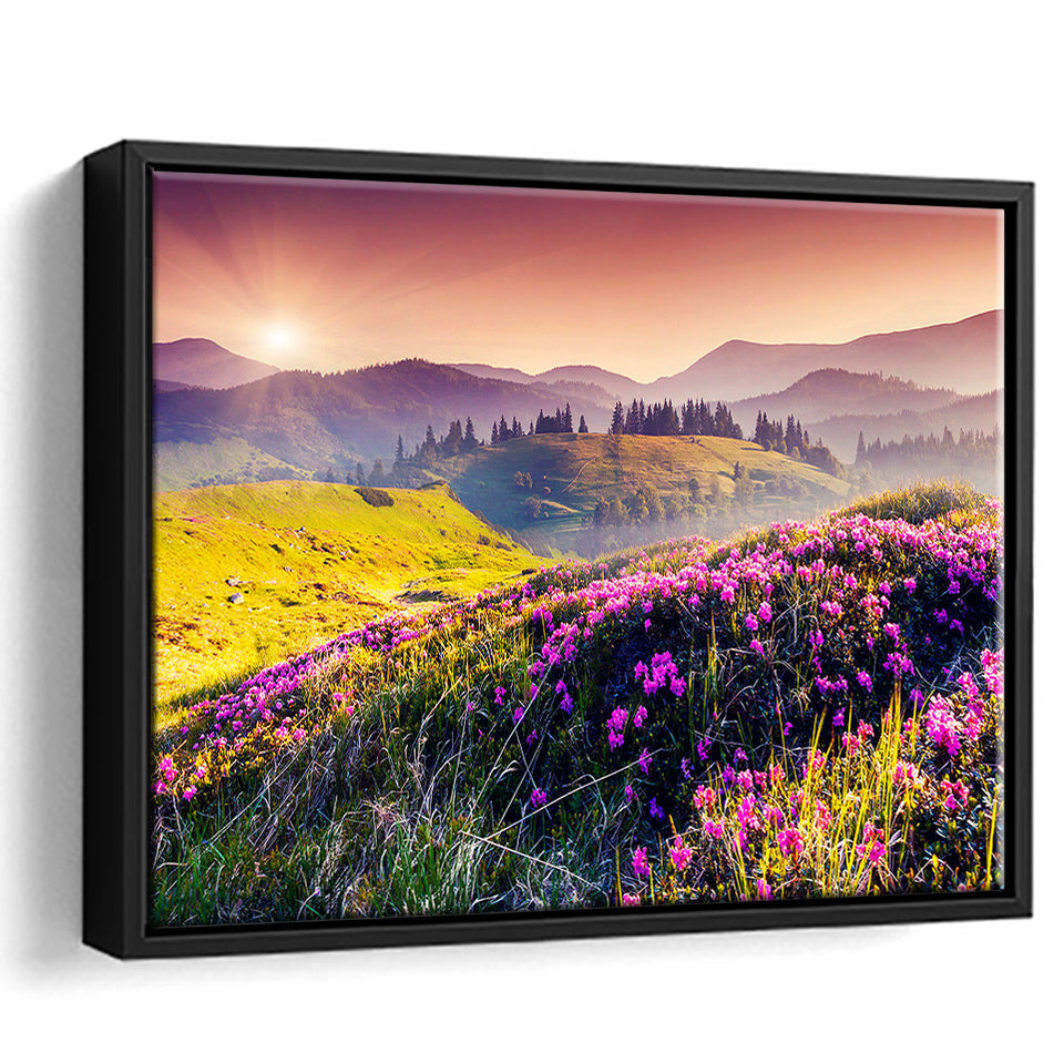 Mountain  Sunrise Framed Canvas Prints Wall Art Decor, Framed Picture, Floating Frame