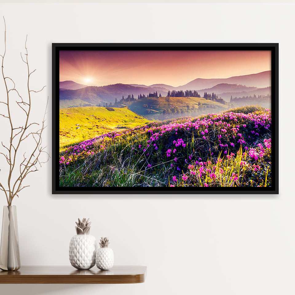 Mountain  Sunrise Framed Canvas Prints Wall Art Decor, Framed Picture, Floating Frame