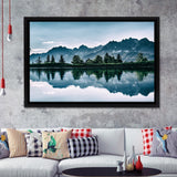 Mountains Lake Tree Scenery Framed Canvas Prints - Painting Canvas, Art Prints,  Wall Art, Home Decor, Prints for Sale