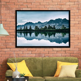 Mountains Lake Tree Scenery Framed Art Prints Wall Decor - Painting Art, Black Frame, Home Decor, Prints for Sale