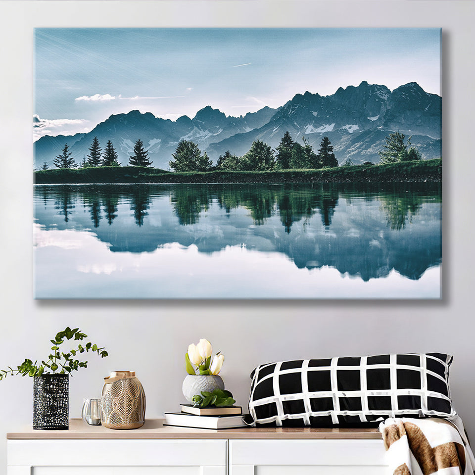 Mountains Lake Tree Scenery Canvas Prints Wall Art - Painting Canvas, Art Prints, Wall Decor, Home Decor, Prints for Sale