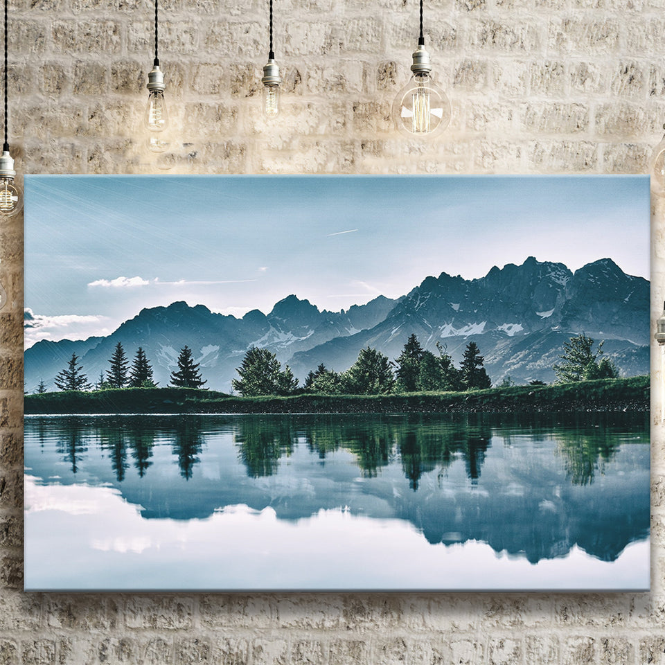 Mountains Lake Tree Scenery Canvas Prints Wall Art - Painting Canvas, Art Prints, Wall Decor, Home Decor, Prints for Sale