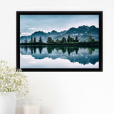 Mountains Lake Tree Scenery Framed Canvas Prints - Painting Canvas, Art Prints,  Wall Art, Home Decor, Prints for Sale