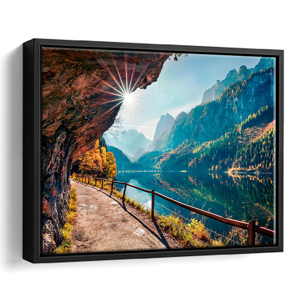 Mountains And Lake Framed Canvas Prints Wall Art Decor, Framed Picture, Floating Frame