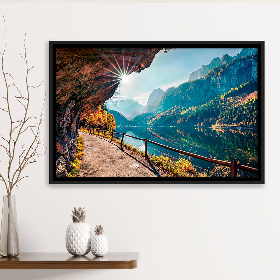 Mountains And Lake Framed Canvas Prints Wall Art Decor, Framed Picture, Floating Frame