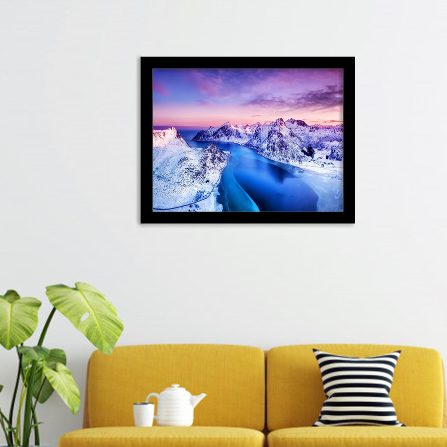 Mountains And Sea During Sunset Framed Art Prints - Framed Prints, Prints For Sale, Painting Prints,Wall Art Decor