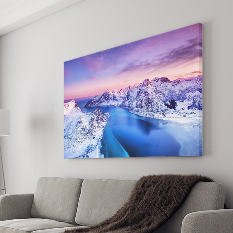 Mountains And Sea During Sunset Canvas Wall Art - Canvas Prints, Prints For Sale, Painting Canvas,Canvas On Sale
