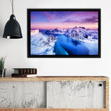 Mountains And Sea During Sunset Framed Canvas Wall Art - Canvas Prints, Prints For Sale, Painting Canvas,Framed Prints