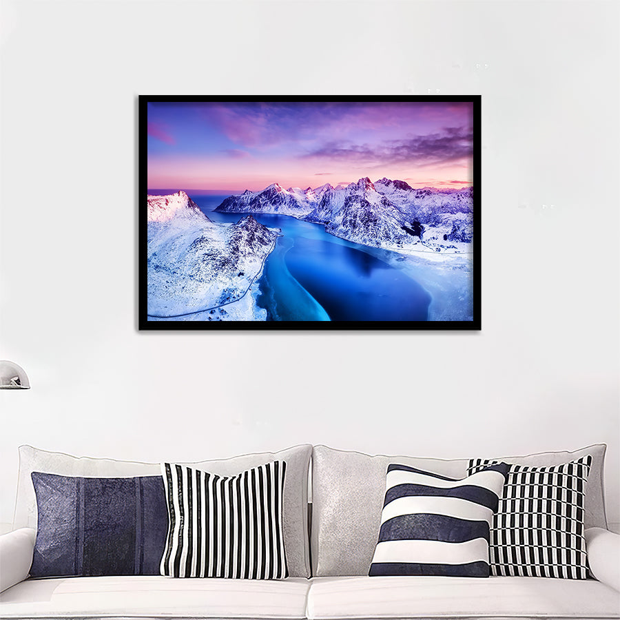 Mountains And Sea During Sunset Framed Art Prints - Framed Prints, Prints For Sale, Painting Prints,Wall Art Decor