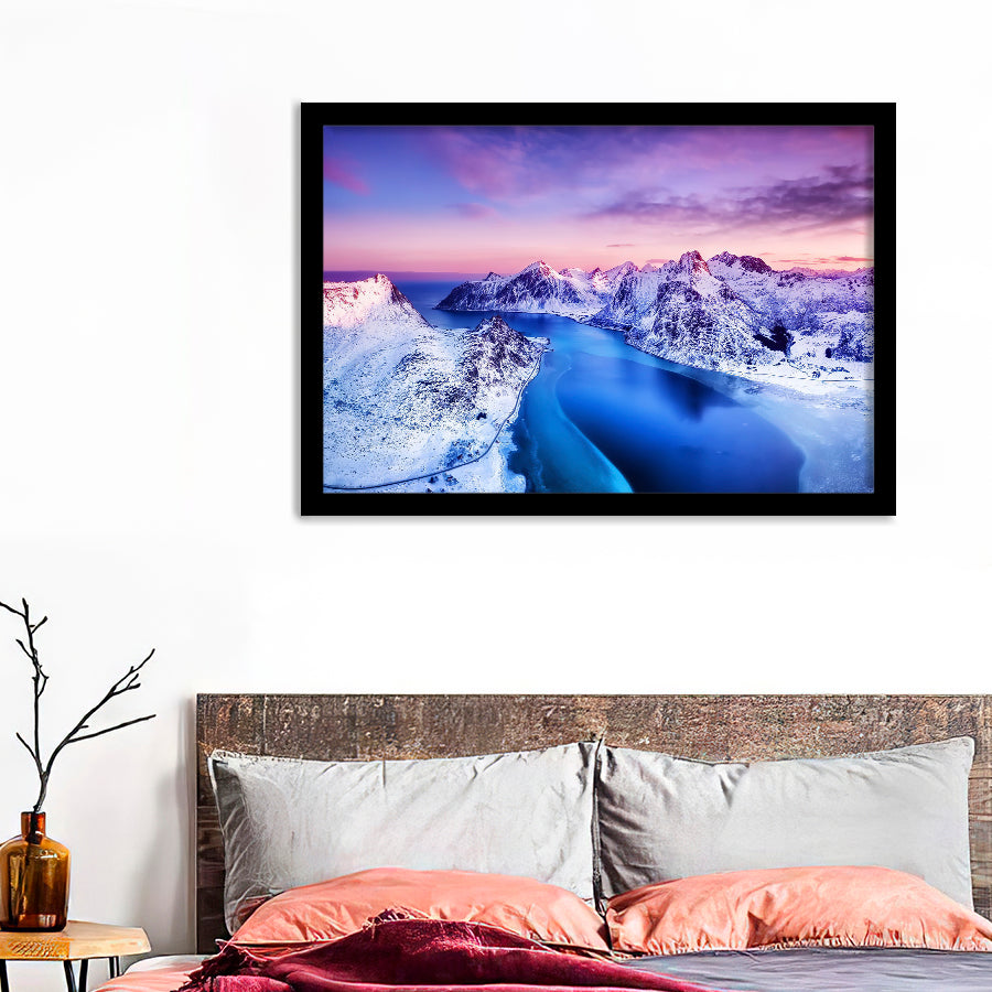 Mountains And Sea During Sunset Framed Art Prints - Framed Prints, Prints For Sale, Painting Prints,Wall Art Decor