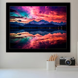 Moutain And Sky_Reflection_Of_The_Vibrant_Night_Sky Framed Art Prints Wall Decor, Framed Picture, Large Art Prints