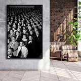Movie Audience Wearing 3D Glasses Black And White Print Framed Canvas Prints Wall Art Home Decor, Floating Frame