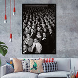 Movie Audience Wearing 3D Glasses Black And White Print Framed Art Print Wall Art Decor,Framed Picture