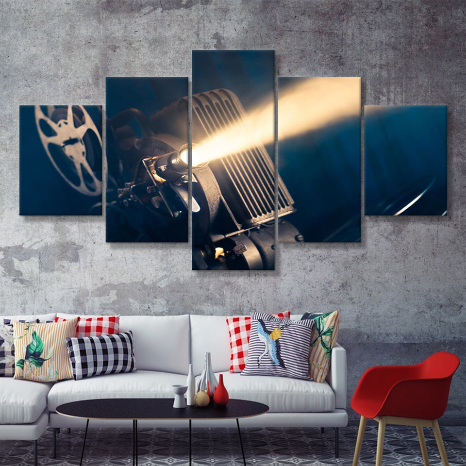 Movie Projector 5 Piece Canvas Prints Wall Art Decor - Painting Canvas, Multi Panels