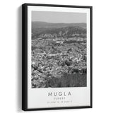 Mugla Turkey Black And White Art Framed Canvas Prints Wall Art Home Decor, Floating Frame