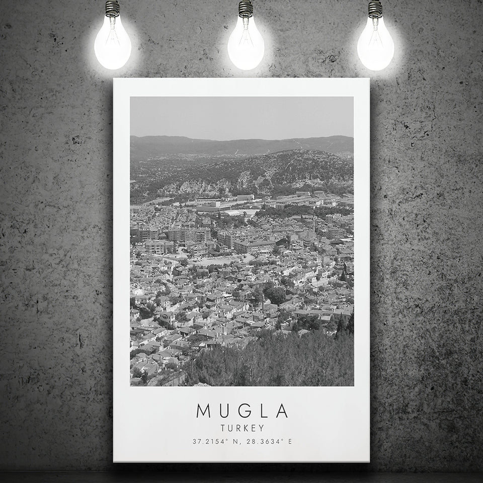 Mugla Turkey Black And White Art Canvas Prints Wall Art Home Decor
