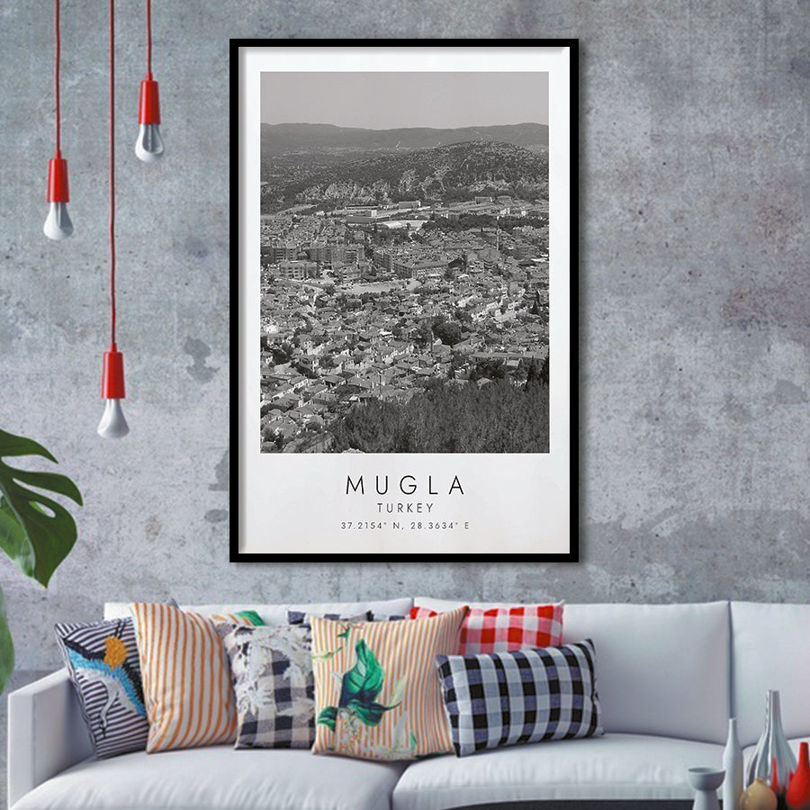 Mugla Turkey Black And White Art Framed Art Prints Wall Art Decor, Framed Picture