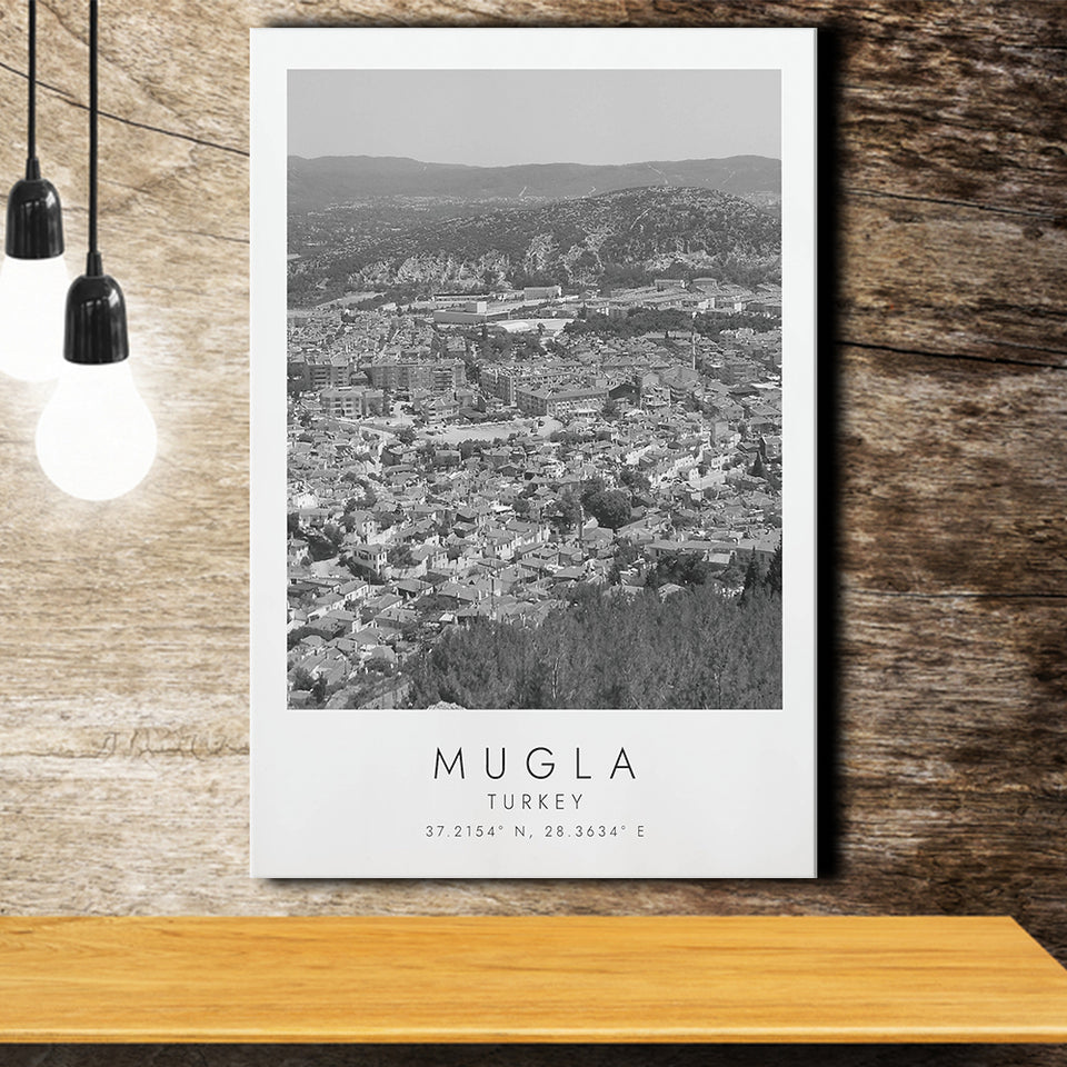 Mugla Turkey Black And White Art Canvas Prints Wall Art Home Decor