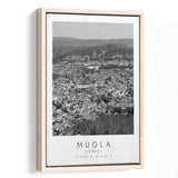 Mugla Turkey Black And White Art Framed Canvas Prints Wall Art Home Decor, Floating Frame