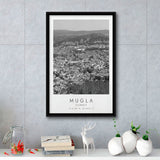Mugla Turkey Black And White Art Framed Canvas Prints Wall Art Home Decor, Floating Frame