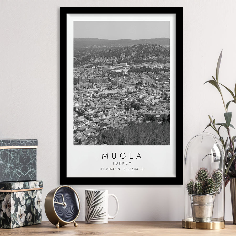 Mugla Turkey Black And White Art Framed Art Prints Wall Art Decor, Framed Picture
