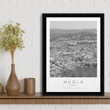 Mugla Turkey Black And White Art Framed Canvas Prints Wall Art Home Decor, Floating Frame