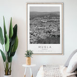 Mugla Turkey Black And White Art Framed Canvas Prints Wall Art Home Decor, Floating Frame