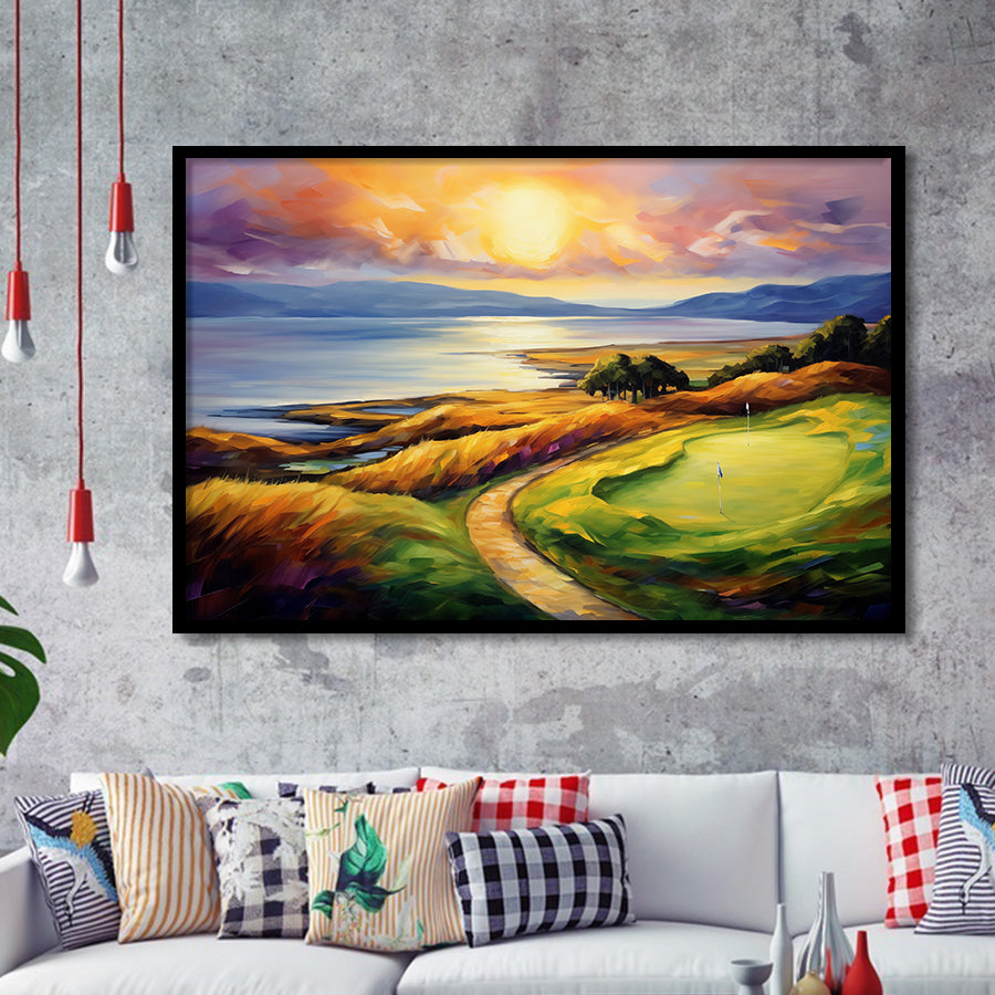 Muirfield Golf Club Gullane Scotland Oil Painting Framed Art Prints Wall Decor, Framed Painting Art