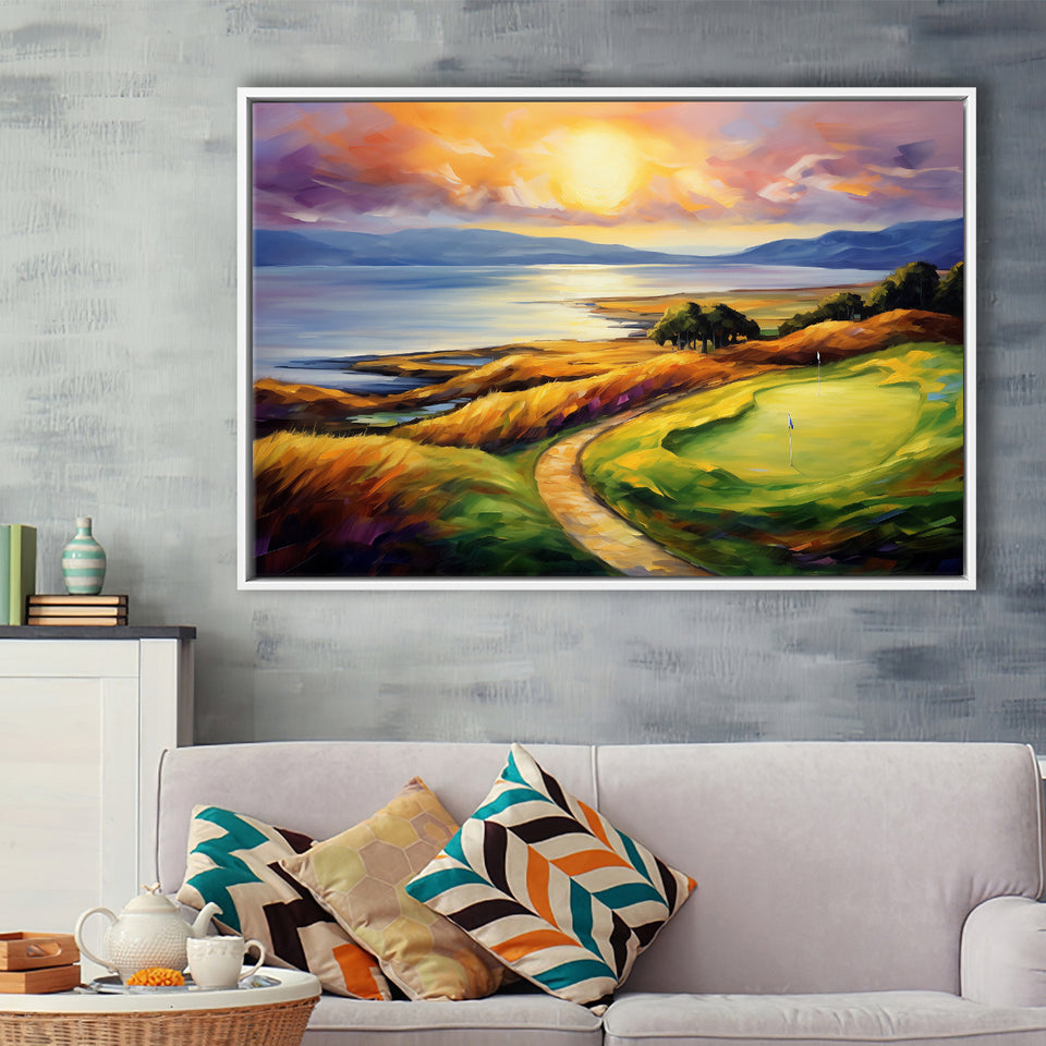 Muirfield Golf Club Gullane Scotland Oil Painting, Framed Canvas Prints Wall Art Decor, Floating Frame