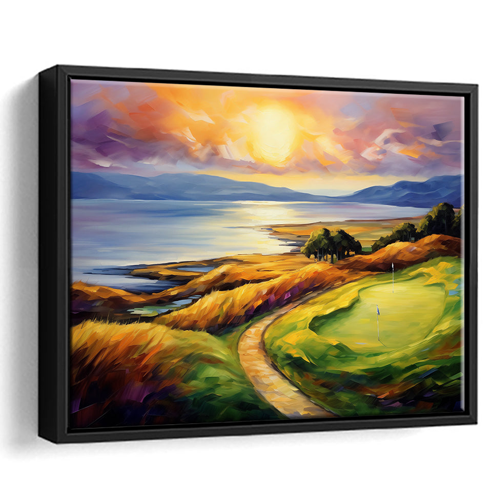Muirfield Golf Club Gullane Scotland Oil Painting, Framed Canvas Prints Wall Art Decor, Floating Frame