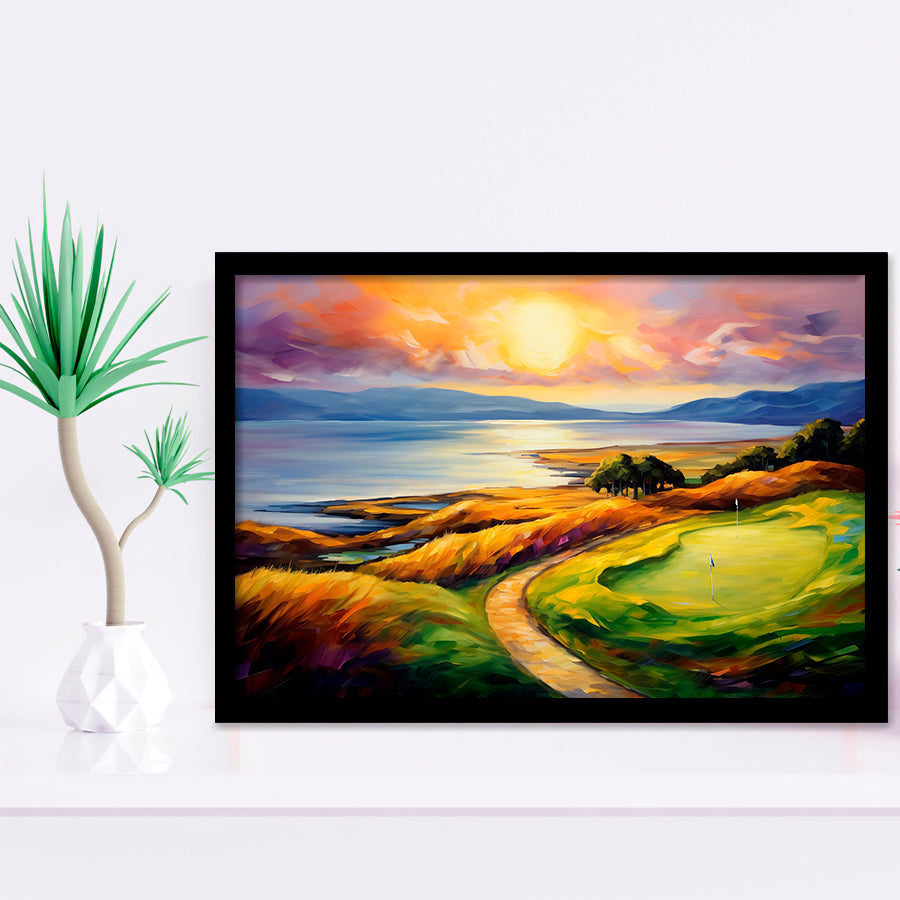 Muirfield Golf Club Gullane Scotland Oil Painting Framed Art Prints Wall Decor, Framed Painting Art