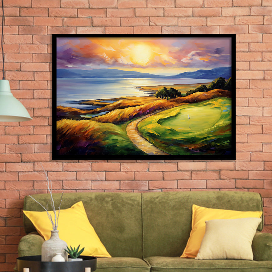 Muirfield Golf Club Gullane Scotland Oil Painting Framed Art Prints Wall Decor, Framed Painting Art