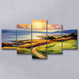 Muirfield Golf Club Gullane Scotland Oil Painting Mixed 5 Panel Large Canvas Prints Wall Art Decor