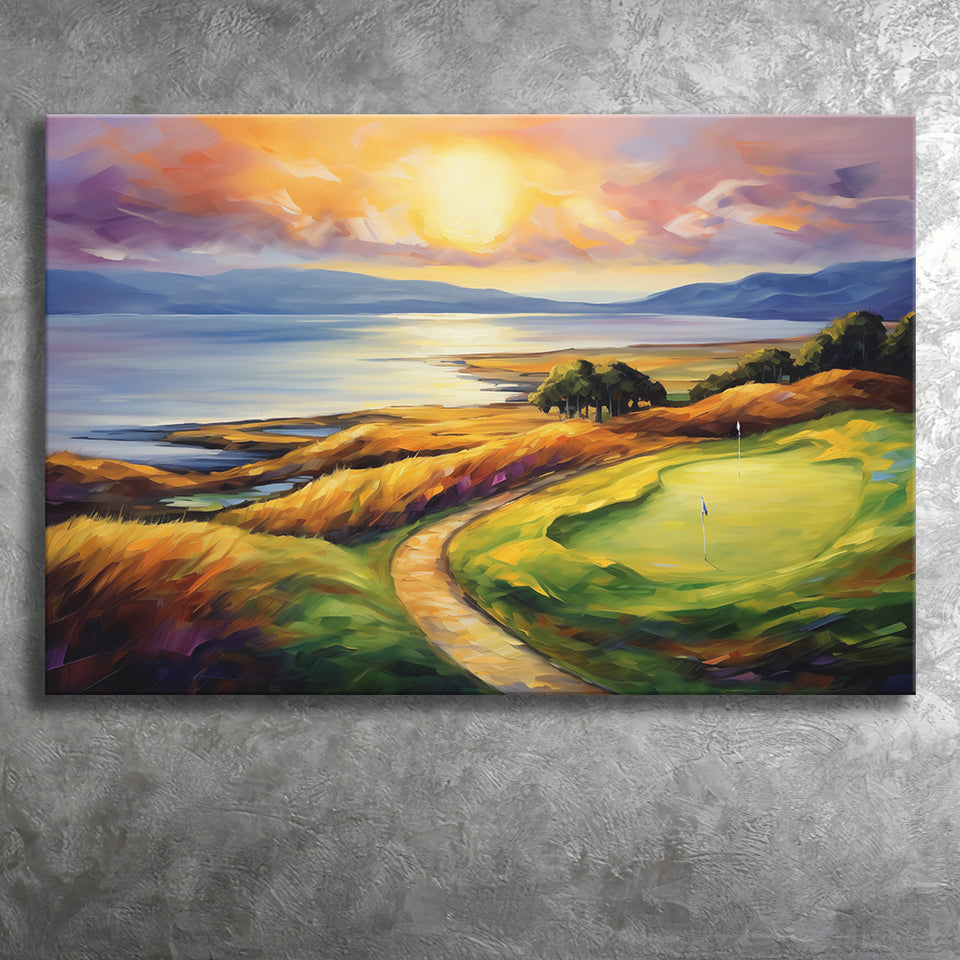 Muirfield Golf Club Gullane Scotland Oil Painting Canvas Prints Wall Art, Painting Art Home Decor